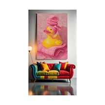 Pembe Havlu Ve Oyuncak Ördek Ev Duvar Salon Güzellik Salonu Ofis Dükkan Dekarasyon Kanvas Tablo Kanv