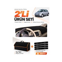 E-biz Nissan Micra March 2005-2010 Uyumlu Torpido + Tay Tüyü Çanta - Siyah-kahverengi - Nı007