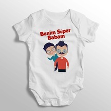 İmaj Tuğbababy Benim Süper Babam Yazılı Baskılı Bebek Zıbını (520689003) Beyaz