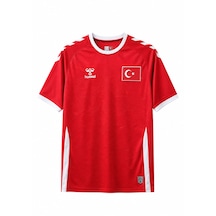 Hummel Milli Takım T-shirt 1.kalite Silikon Dikdörtgen Bayrak Logolu+ Sırta İsim Ve Numara Baskı Kırmızı - Beyaz