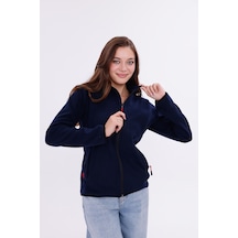 Monox Kadın Slim Fit Tam Fermuarlı Polar Ceket Lacivert