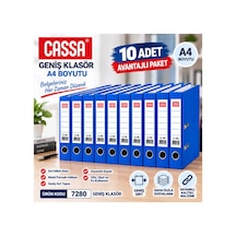 7280 Geniş Klasör A4 Mavi 10 Adet Avantajlı Ekonomik Paket