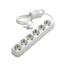 Makel Eko MGP384 6'lı Topraklı Grup Priz 5 Metre Beyaz