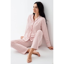 Pierre Cardin 9081 Kadın Uzun Kollu Gömlek Pijama Takımı-pembe Pembe