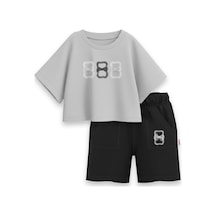 Haribo Lisanslı Fiyonk Aplikeli T-shirt Şort Takım Siyah