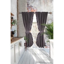 Poli Perde Çift Kanat Dikey Fırfırlı Antrasit