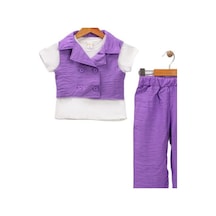 Dantel Detay Kız Çocuk Takım Yelekli Kız Çocuk Takım Lila Dantel Detay Kız Çocuk Takım Yelekli Kız Çocuk Takım Lila