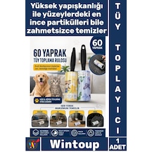 Tüytoplayıcı Kedi Köpek Toplayıcı Ev Koltuk Araç Ofis Temizlik Pratik 60 Yaprak Tüy Toplama Rulosu