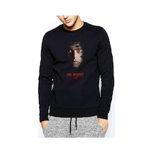 Mr Robot Baskılı Siyah Erkek Örme Sweatshirt (528973415)