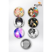 Anime Efsaneleri Anya Luffy Toji Levi Ai L Çanta Süsü Rozet İğneli Buton Rozet Seti 58 Mm 6'lı Çok Renkli