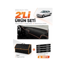 E-biz Seat Toledo 1995-2005 Uyumlu Torpido Örtüsü + Deri Bagaj Çantası - Siyah-kahverengi - Se010
