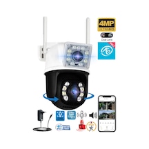 Okam 3011 Çift Kameralı Hareket Takipli Gece Sensörlü Çift Siren Su Geçirmez Wifi Ip Kamera
