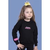 Toontoy Kız Çocuk Baskılı Sweatshirt Siyah