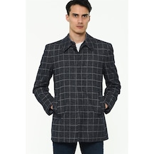 Plt8206 Dewberry Erkek Palto-Desenli Lacivert-Desenli Lacivert
