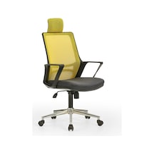 Arya1 Bilgisayar Koltuğu - Ofis - Müdür - Büro - Çalışma Sandalyesi Sarı Siyah Renk Krom Ayaklı Sarı Siyah