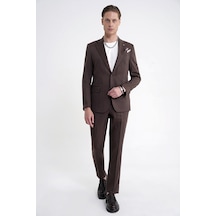 Efor Slim Fit Mono Yaka %97 Tencel Kumaş Çift Yırtmaç Esnek Kahverengi Takım Elbise Tk 941 Efor Slim Fit Mono Yaka %97 Tencel Kumaş Çift Yırtmaç Esnek Kahverengi Takım Elbise Tk 941