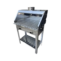 Kömürlü Mangal Paslanmaz 35 X 60 Cm Bacalı Barbekü Maksi Boy