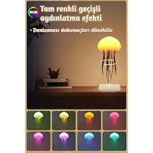 Mobgift Rgb Denizanası Gece Lambası Ses Sensörlü Led Dekoratif Masa Lambası Usb Şarjlı Renk Değiştiren Renkli