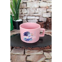 Aquarius İlüstrasyon Baskılı Kova Burcu Astroloji Kare Kulplu Fincan Pembe Kupa Bardak Pembe