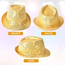 Disko Star Altın Gold Payetli Fötr Şapka Yetişkin Boy - Aıaı-860256 18