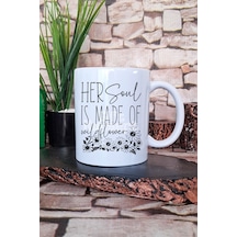 "her Soul İs Made Of Wildflower" Yaban Çiçeği Ruhu Hediyelik Baskılı Çay Kahve Sunum Kupa Bardak Beyaz