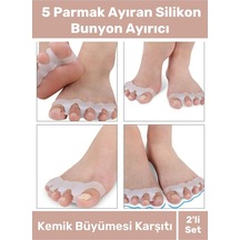 Kemik Büyümesi Karşıtı Şekil Bozukluğu Önleyici Ayak 5 Parmak Ayıran Silikon Bunyon Ayırıcı 2'li Set