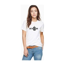 Doctor Who Logo Baskılı Beyaz Kadın Tshirt
