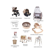 Öykü Bebek Dunyasi Unisex King Yeni Doğan Bebek Çeyiz Seti Full Set Bebek Arabası Anne Yanı Beşik Anakucağı 13 Parça