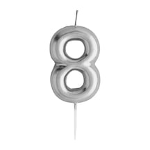 Rakamlı Gümüş Silver Pasta Mumu Yaş 8