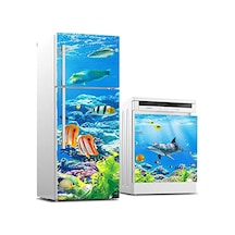 Buzdolabı Ve Bulaşık Makinası Beyaz Eşya Sticker Kaplama Denizaltı Balıklar Çok Renkli