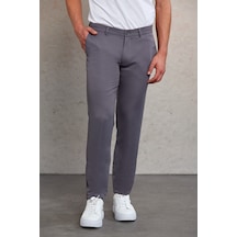 Hatemoğlu Gri D. Slim Fit Desenli Yandan Cep Kanvas Pantolon Gri