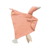 Ximistore9 Bebek Uyku Dostu Kumaş Peluşu - Tam Pamuklu İki Katlı Bezi - Kartun Kaz Desenli Sakinleştirici Havlu - Pembe