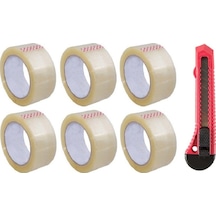 6 Adet 45mm x 100mt Şeffaf Koli Bandı Falçata Bant