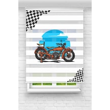 Perdecizade Enxboy Motorsiklet Dijital Baskılı Zebra Perde-cocuk Odası-stor Perde Renkli