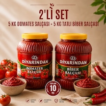 Diyarından 2'li Avantajlı Paket 5 Kg Domates Salçası + 5 Kg Tatlı Biber Salçası 10 Kg