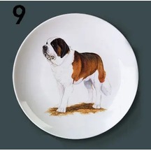 İnç Yaklaşık 20 Cm-tipi 9 Sevimli Köpek Desen Plaka Amerikan Tarzı Yağlıboya Hayvan Ev Dekoratif Yuvarlak Tepsi Oturma Odası Yatak Odası Sundurma Seramik Süsler