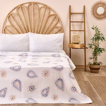 Soft Euracini Çift Kişilik Pike - Beyaz / Mavi- 200x220 Cm Renkli