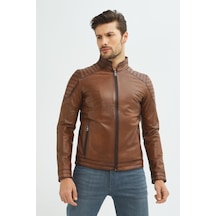 İkbal Jack Taba / Gerçek Erkek Deri Mont Em-0521T