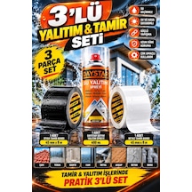3 Lü Su Geçirmez Yalıtım Ve Tamir Seti 45 Mm 8 M Siyah Beyaz Bant + 400 Ml Daystar Şeffaf Su Yalıt