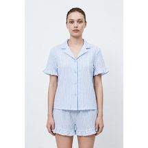 Norcia Sports Kadın Premium Fırfırlı Mavi Pijama Takımı Çok Renkli - 929322341 Çok Renkli - 929322341 Çok Renkli