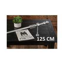 Gümüş Gri Ahşap Rustik - Alüminyum Borulu Ahşap Başlıklı Ahşap Ayaklı Perde Askısı - Halkalı Gri125cm - 866449399 Gri125cm