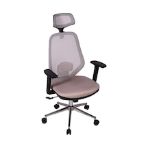 Ofisbazaar Dali Fileli Yönetici Koltuğu Ergonomik Başlıklı Ofis Koltuğu Gri Gri