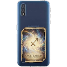 Samsung Galaxy A01 İle Uyumlu Burç Kartları Yay Tasarımlı Şeffaf Silikon Kılıf Şeffaf