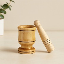 Tedar Küçük Ahşap Havan Sarımsak Dövecek 6x4x8.8 Cm Najmaddin