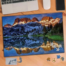 Güneş Alan Dağ,göl Yansıması 240 Parça Puzzle Yapboz Tablo-740