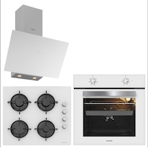 Silverline BO65E1W01-CS5349W01-3481 Flam Beyaz Cam Ankastre Set
