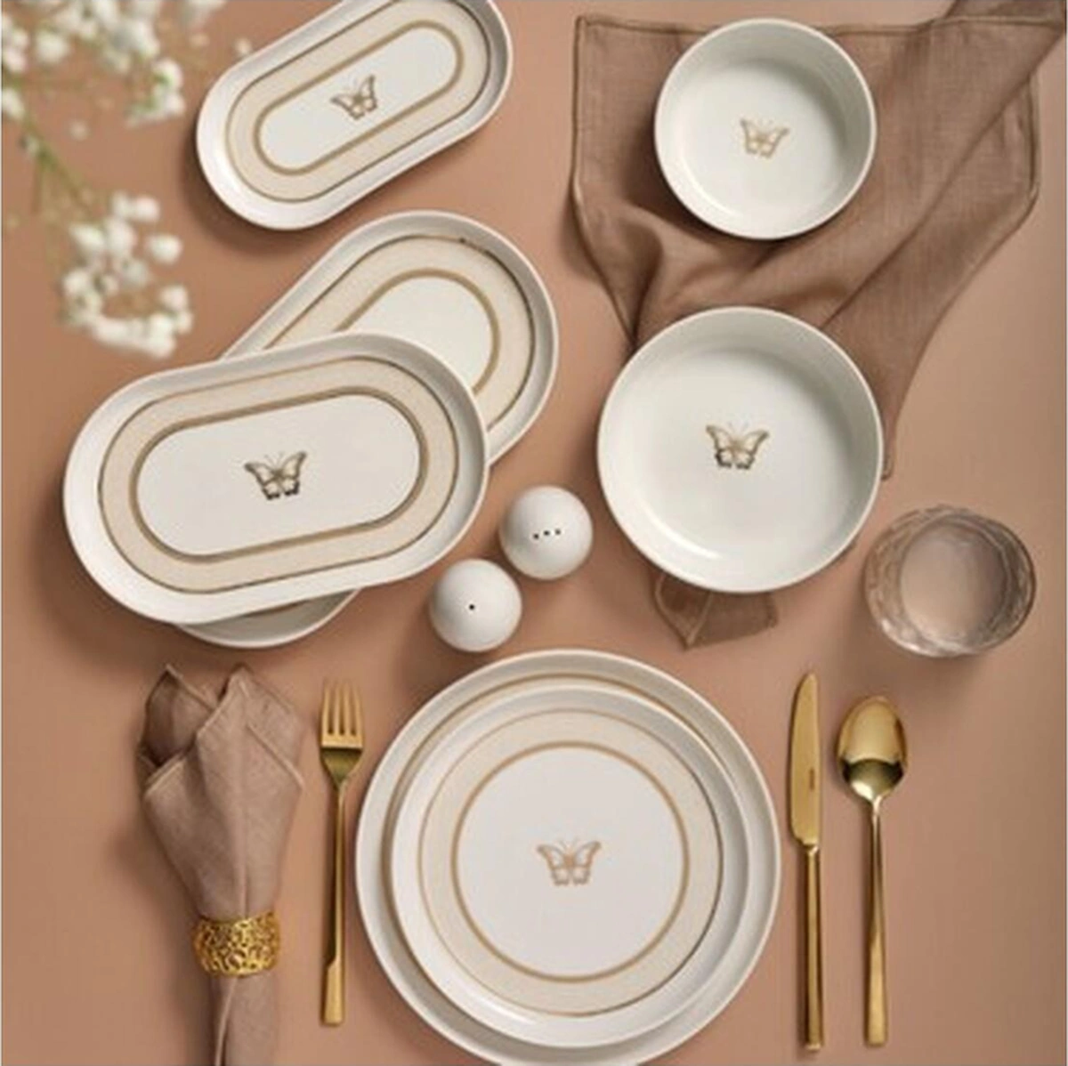 Güral Porselen Bılbao-6569 Somon 30 Parça 6 Kişilik Porselen Yemek Takımı Antrasit