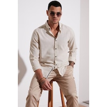Buratti Pamuklu Regular Fit Düğmeli Yaka Erkek Gömlek Cf20S111871 Taş