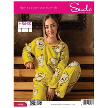 Sude K-200-577 Şirin Ördek Desenli Polar Kadın Pijama Takımı