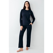 Pierre Cardin 9109 Modal Uzun Kol Kadın Pijama Takımı V1 Lacivert